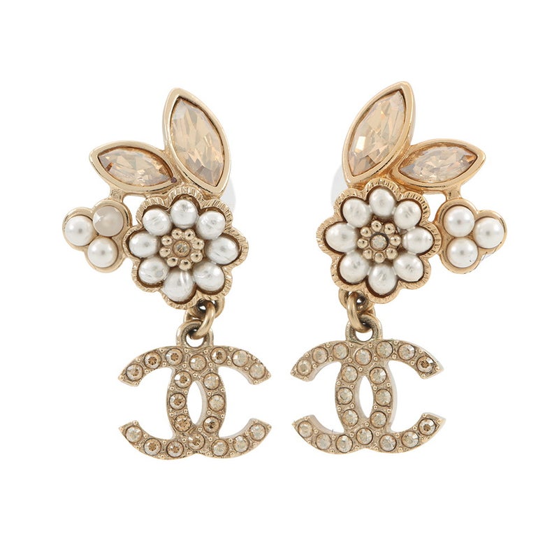 シャネル ピアス ココマーク ビジュー フラワーモチーフ フェイクパール ラインストーン B22K CHANEL アクセサリー