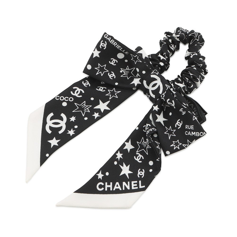 シャネル シュシュ リボン 星柄 ロゴ シルク AAA746 CHANEL ヘア