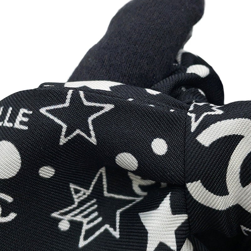 シャネル シュシュ リボン 星柄 ロゴ シルク AAA746 CHANEL ヘアアクセサリー 黒