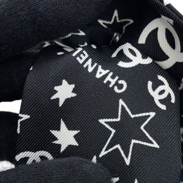 シャネル シュシュ リボン 星柄 ロゴ シルク AAA746 CHANEL ヘアアクセサリー 黒