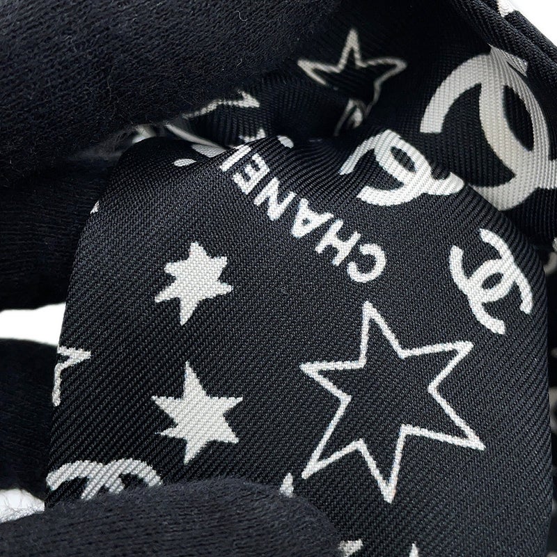 シャネル シュシュ リボン 星柄 ロゴ シルク AAA746 CHANEL ヘアアクセサリー 黒