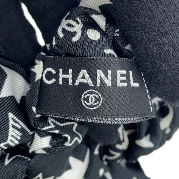 シャネル シュシュ リボン 星柄 ロゴ シルク AAA746 CHANEL ヘアアクセサリー 黒