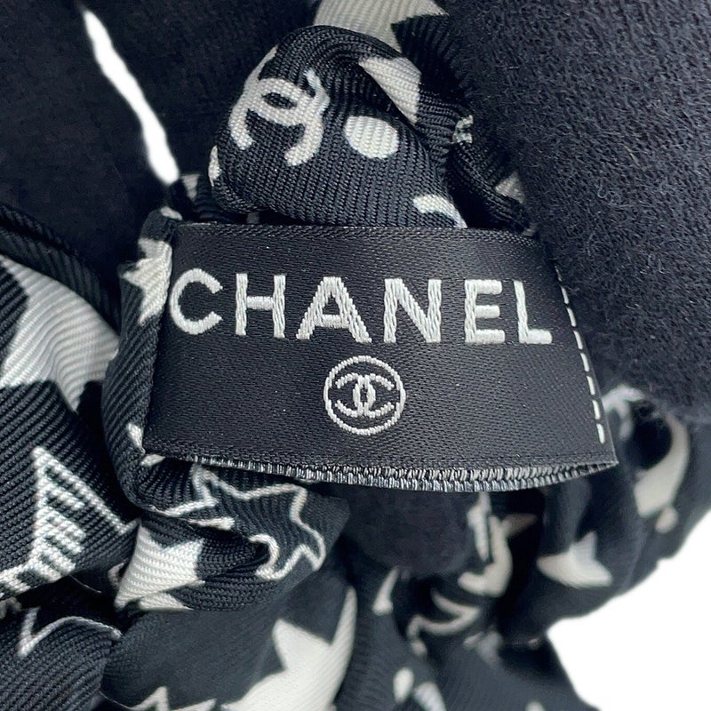 シャネル シュシュ リボン 星柄 ロゴ シルク AAA746 CHANEL ヘアアクセサリー 黒
