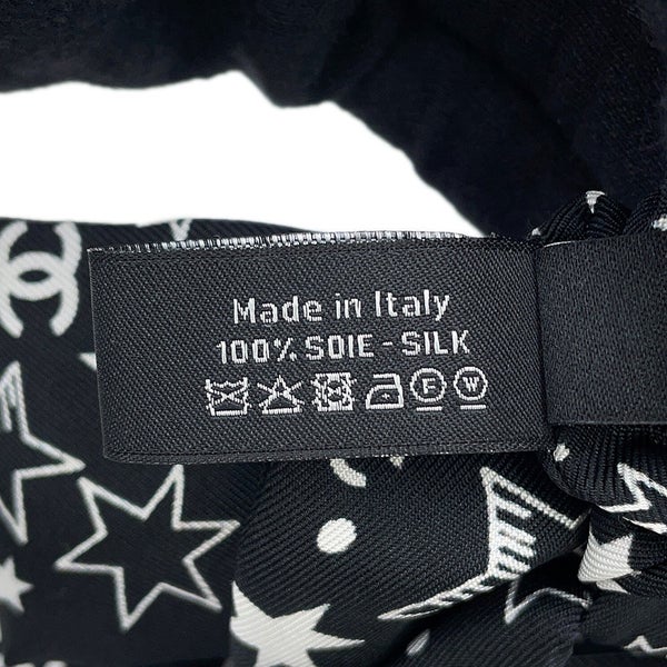 シャネル シュシュ リボン 星柄 ロゴ シルク AAA746 CHANEL ヘアアクセサリー 黒