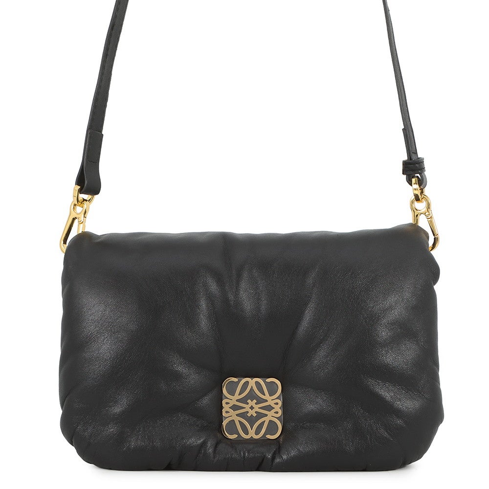 ロエベ ショルダーバッグ ゴヤ パファー ミニ シャイニーナパラムスキン A896W56X01 LOEWE 黒 ロエベ ショルダーバッグ ゴヤ パファー ミニ シャイニーナパ
