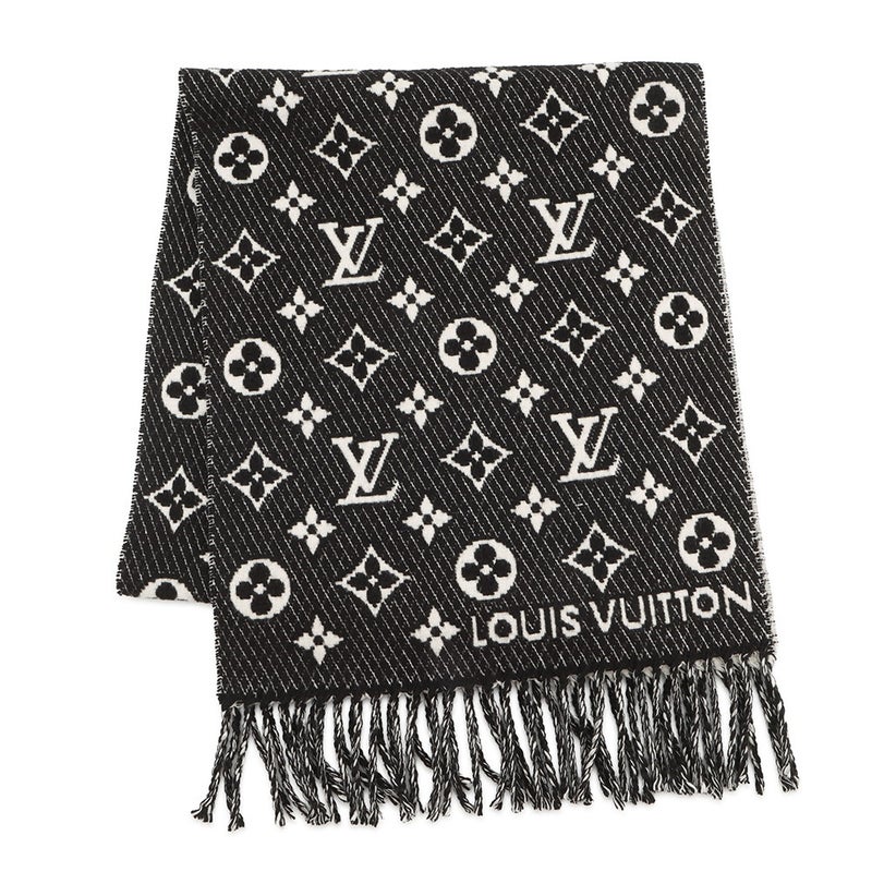 ルイヴィトン マフラー エシャルプ LVトゥジュール シルク/カシミヤ M77406 LOUIS VUITTON ストール モノグラム 黒 ブラック