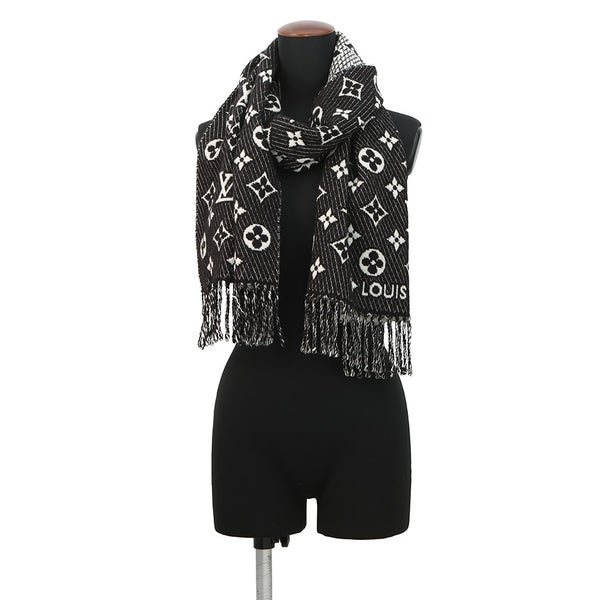 ルイヴィトン マフラー エシャルプ LVトゥジュール シルク/カシミヤ M77406 LOUIS VUITTON ストール モノグラム 黒 ブラック