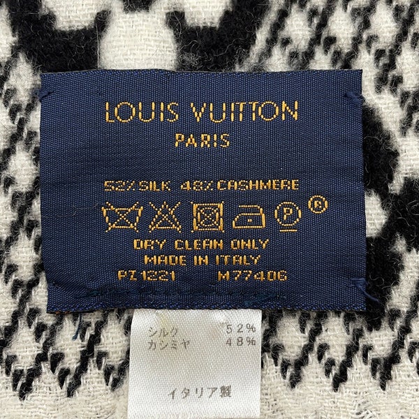 ルイヴィトン マフラー エシャルプ LVトゥジュール シルク/カシミヤ M77406 LOUIS VUITTON ストール モノグラム 黒 ブラック