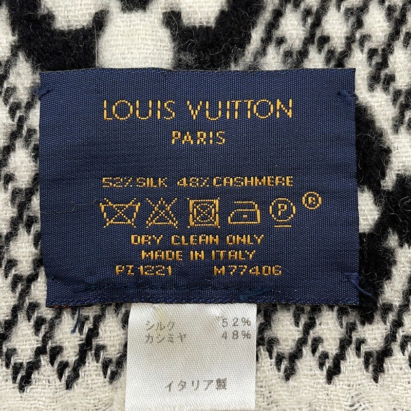 ルイヴィトン マフラー エシャルプ LVトゥジュール シルク/カシミヤ M77406 LOUIS VUITTON ストール モノグラム 黒 ブラック