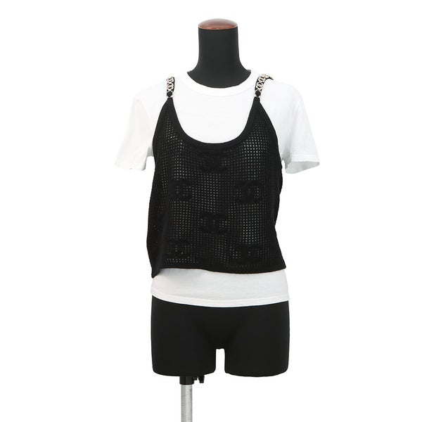 シャネル Ｔシャツ ココマーク ビスチェ 重ね着 レディースサイズM P72150 CHANEL 白 黒