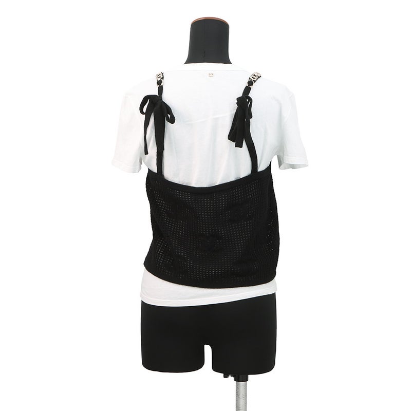 シャネル Ｔシャツ ココマーク ビスチェ 重ね着 レディースサイズM P72150 CHANEL 白 黒