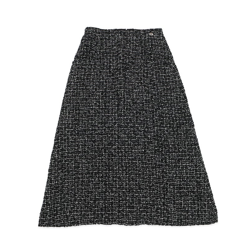 シャネル スカート ココマーク ツイード ロングスカート コットン レディースサイズ38 P78021 CHANEL 黒