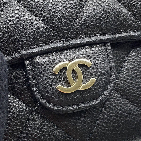 シャネル チェーンウォレット マトラッセ ココマーク カードケース ミニ キャビアスキン AP0238 CHANEL 財布 黒