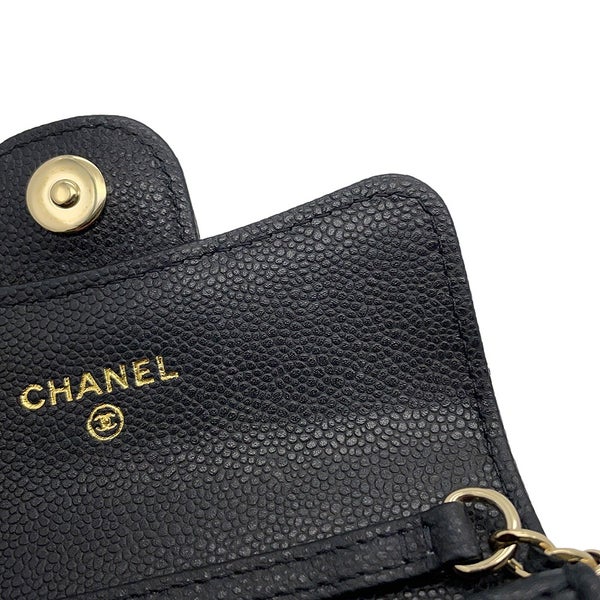 シャネル チェーンウォレット マトラッセ ココマーク カードケース ミニ キャビアスキン AP0238 CHANEL 財布 黒