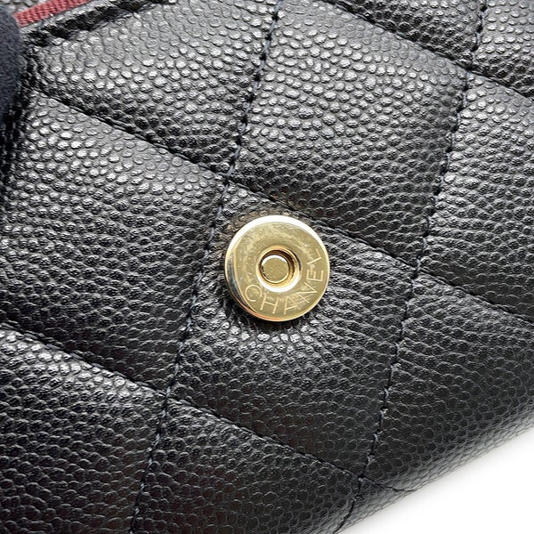 シャネル チェーンウォレット マトラッセ ココマーク カードケース ミニ キャビアスキン AP0238 CHANEL 財布 黒