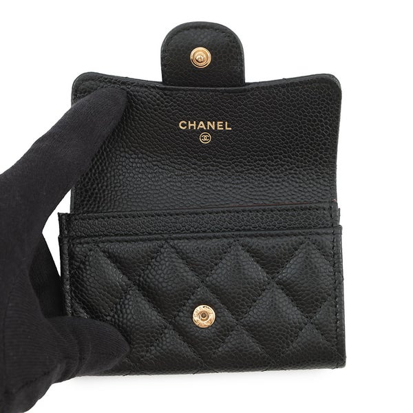 シャネル カードケース マトラッセ クラシックカードケース ココマーク キャビアスキン AP0214 CHANEL 名刺入れ 黒