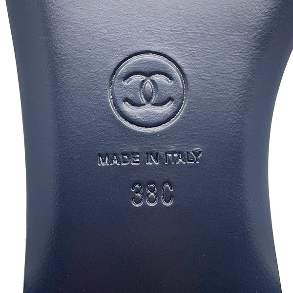 シャネル サンダル ココマーク  カメリア ドット ラムスキン レディースサイズ38C G45499 靴 ミュール 黒 白