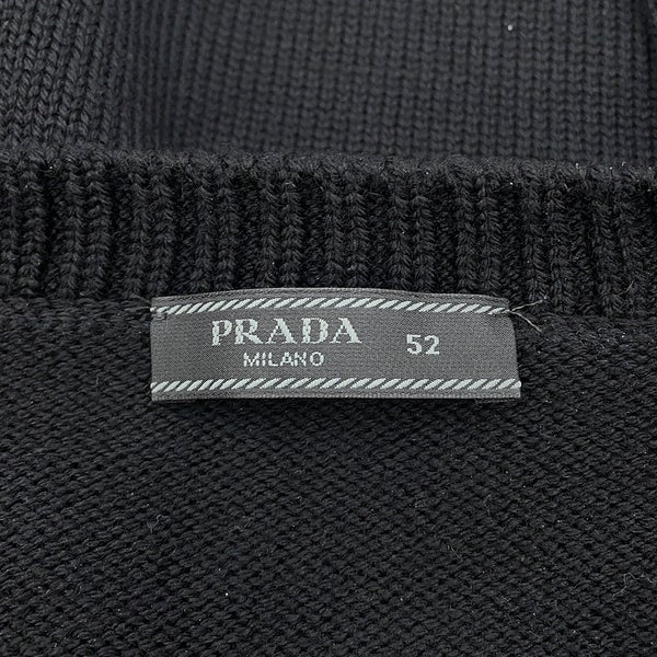 プラダ ニット トライアングルロゴ セーター ウール メンズサイズ52 UMB049 PRADA トップス 黒