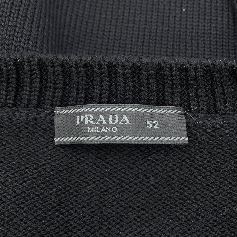 プラダ ニット トライアングルロゴ セーター ウール メンズサイズ52 UMB049 PRADA トップス 黒