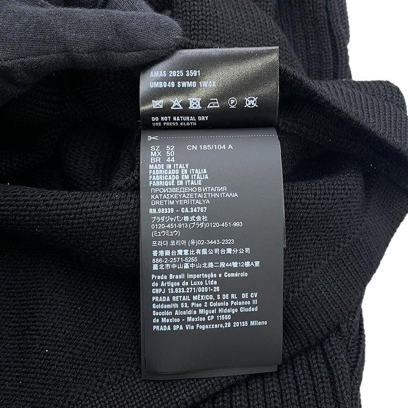 プラダ ニット トライアングルロゴ セーター ウール メンズサイズ52 UMB049 PRADA トップス 黒