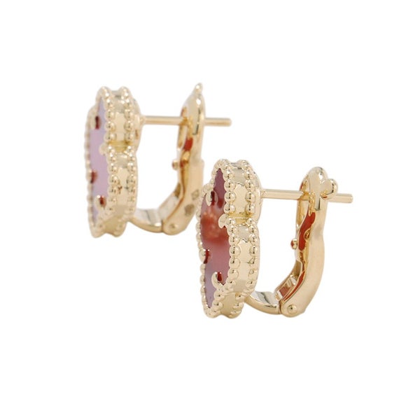 ヴァンクリーフ&アーペル ピアス ヴィンテージ アルハンブラ イヤリング カーネリアン K18YGイエローゴールド VCARD40400