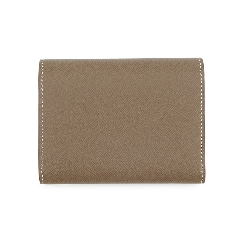エルメス 三つ折り財布 シャルニエール コンパクト エトゥープ/シルバー金具 ヴォーマダム K刻印 財布