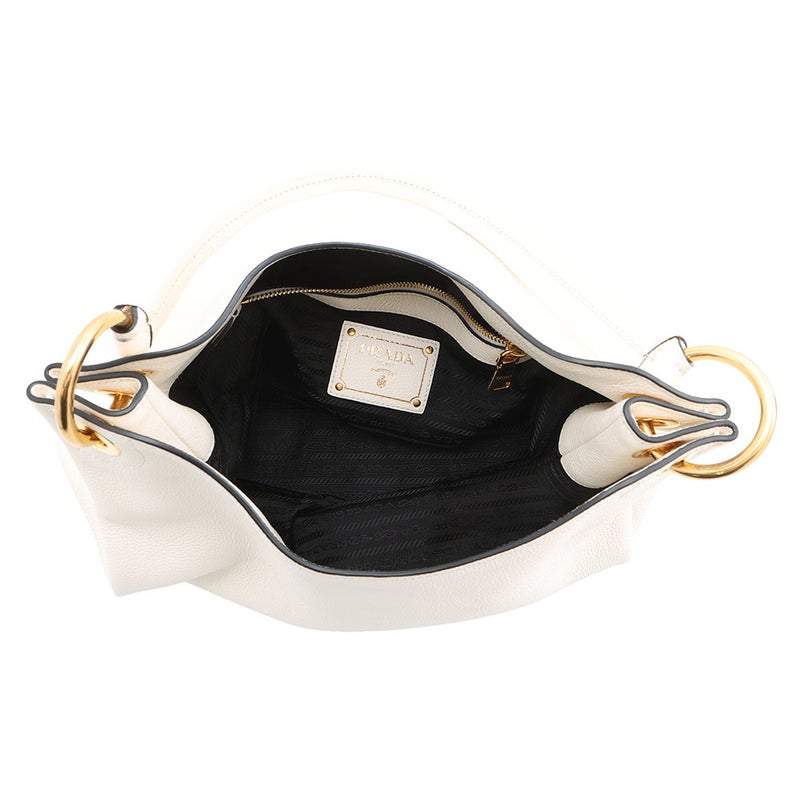 プラダ ワンショルダーバッグ ロゴ レザー 1BC051 PRADA 白