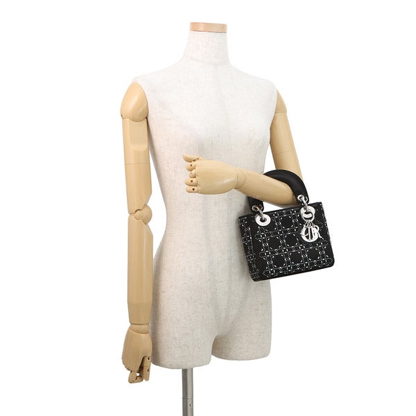 クリスチャン・ディオール ハンドバッグ レディディオール カナージュ ミニ ビジュー サテン M0500PRTC 2way 黒