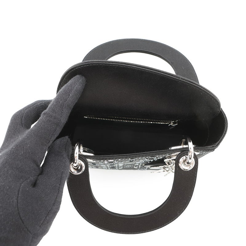 クリスチャン・ディオール ハンドバッグ レディディオール カナージュ ミニ ビジュー サテン M0500PRTC 2way 黒