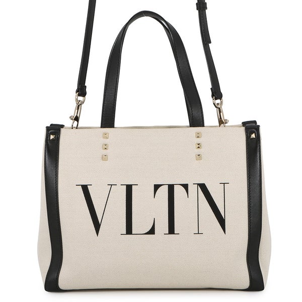 ヴァレンティノガラヴァーニ トートバッグ VLTNロゴ スタッズ  キャンバス レザー UW2B0H19FWB VALENTINO 2way