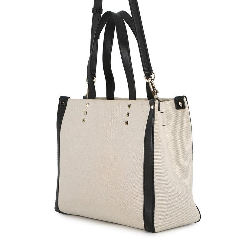 ヴァレンティノガラヴァーニ トートバッグ VLTNロゴ スタッズ  キャンバス レザー UW2B0H19FWB VALENTINO 2way