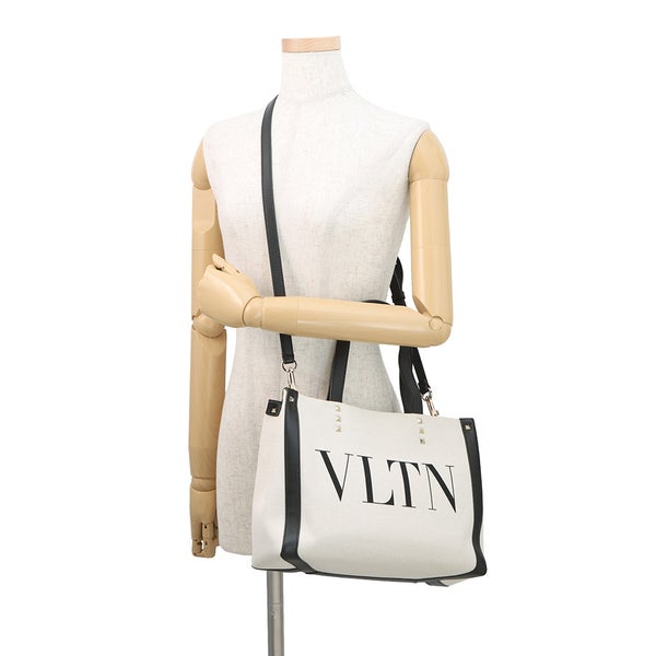 ヴァレンティノガラヴァーニ トートバッグ VLTNロゴ スタッズ  キャンバス レザー UW2B0H19FWB VALENTINO 2way