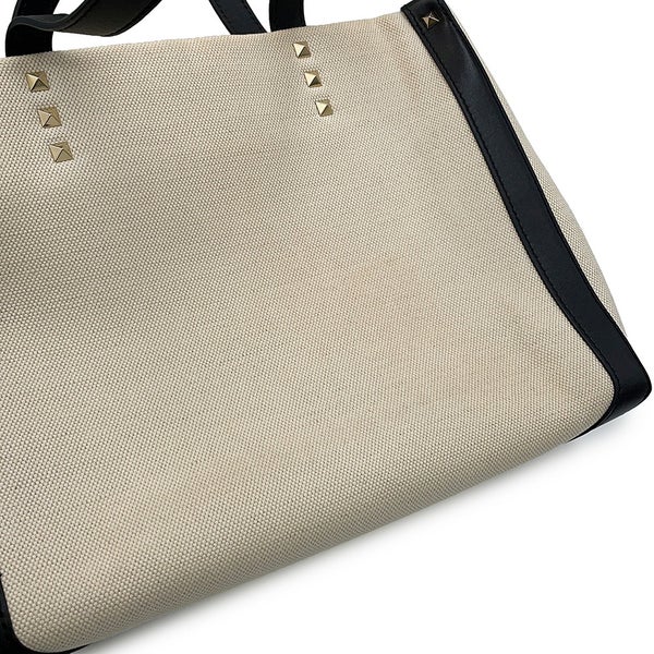 ヴァレンティノガラヴァーニ トートバッグ VLTNロゴ スタッズ  キャンバス レザー UW2B0H19FWB VALENTINO 2way