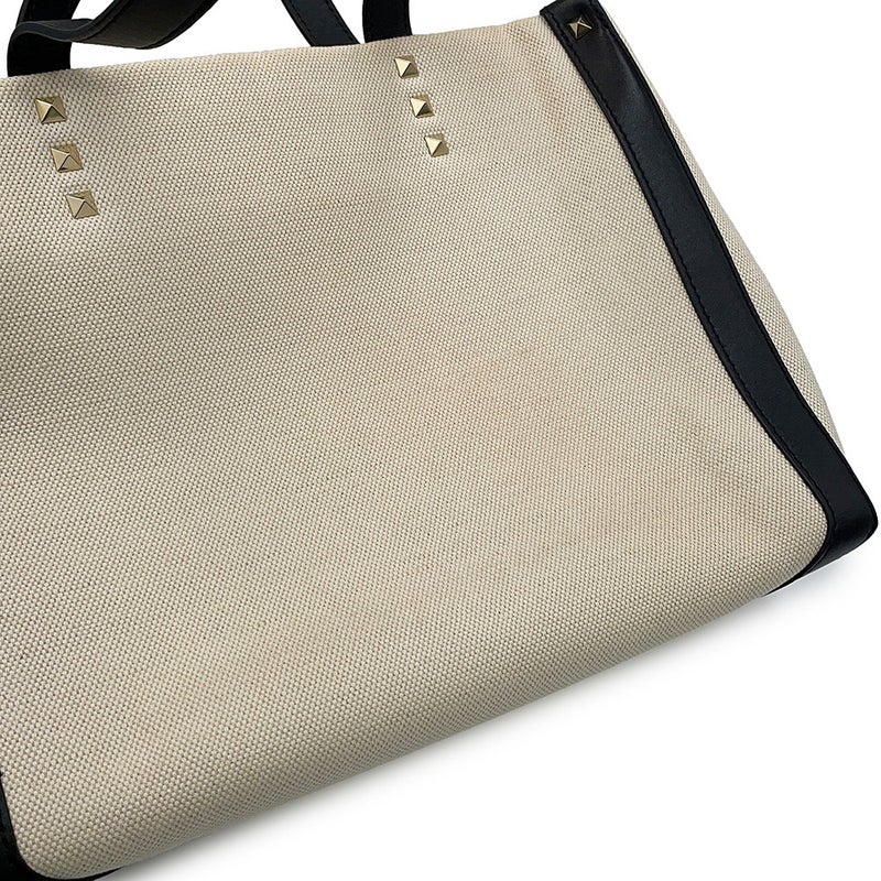ヴァレンティノガラヴァーニ トートバッグ VLTNロゴ スタッズ  キャンバス レザー UW2B0H19FWB VALENTINO 2way