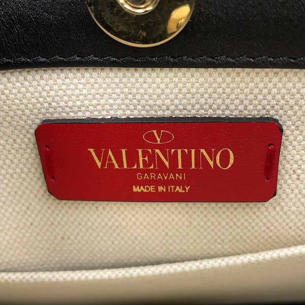ヴァレンティノガラヴァーニ トートバッグ VLTNロゴ スタッズ  キャンバス レザー UW2B0H19FWB VALENTINO 2way