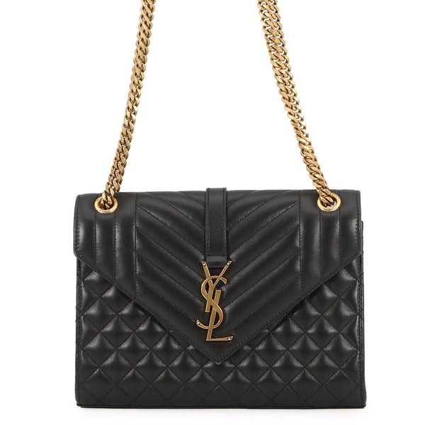 サンローランパリ チェーンショルダーバッグ エンベロープ ミディアム ラムスキン 600185 2way 黒