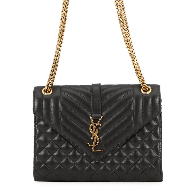 サンローランパリ チェーンショルダーバッグ エンベロープ ミディアム ラムスキン 600185 2way 黒