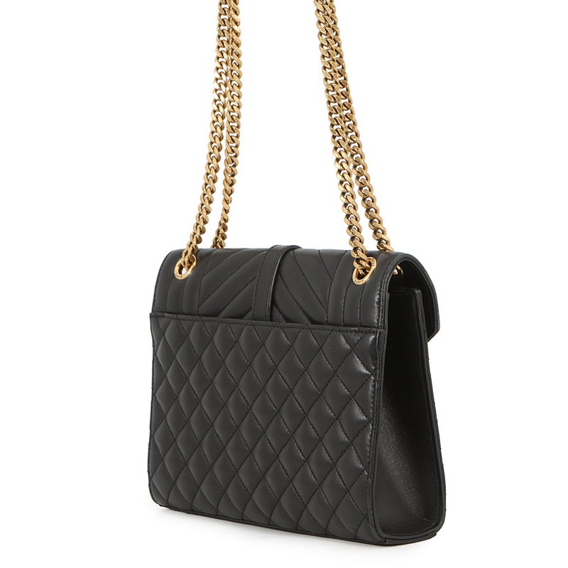 サンローランパリ チェーンショルダーバッグ エンベロープ ミディアム ラムスキン 600185 2way 黒