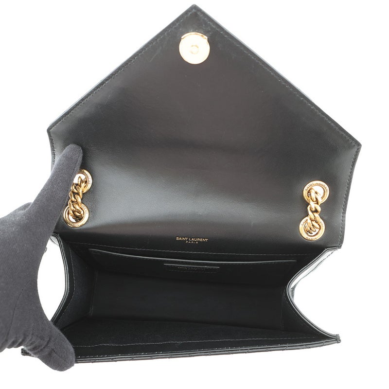 サンローランパリ チェーンショルダーバッグ エンベロープ ミディアム ラムスキン 600185 2way 黒
