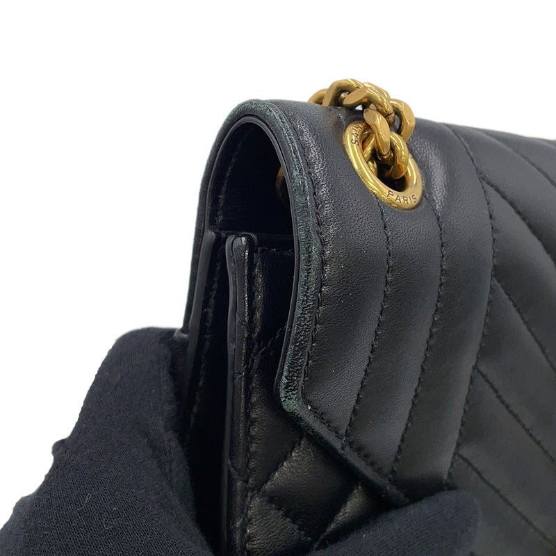 サンローランパリ チェーンショルダーバッグ エンベロープ ミディアム ラムスキン 600185 2way 黒