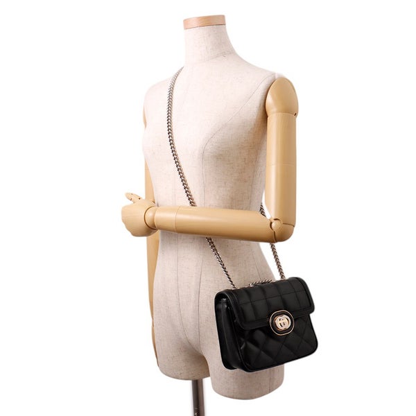 グッチ ショルダーバッグ デコ ミニ チェーンショルダーバッグ レザー 741457 GUCCI バッグ 黒