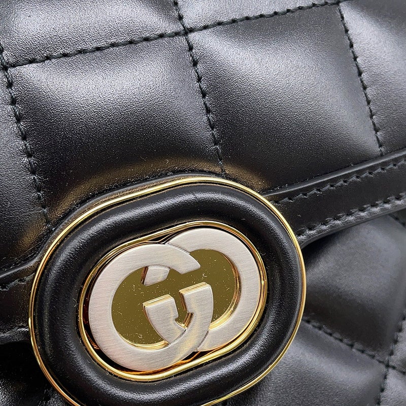 グッチ ショルダーバッグ デコ ミニ チェーンショルダーバッグ レザー 741457 GUCCI バッグ 黒