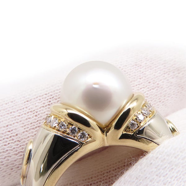 ブルガリ リング パッソ ドッピオ ダイヤモンド/あこや真珠 K18YGイエローゴールド サイズ約12号  BVLGARI 指輪 パール 真珠