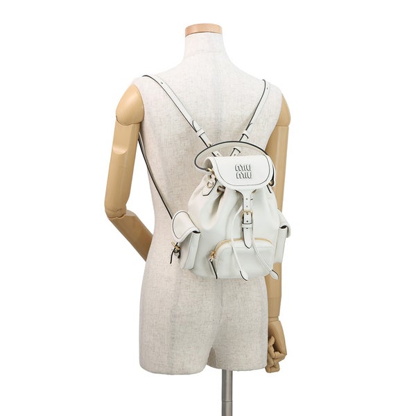 ミュウミュウ リュック バックパック ミディアム レザー 5BZ043 Miu Miu バッグ バックパック 白