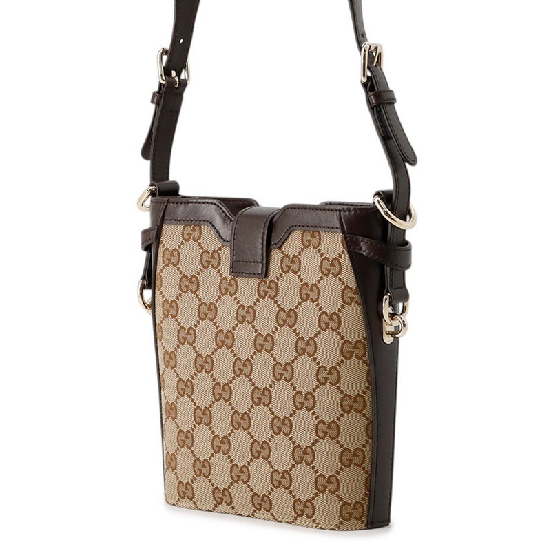 グッチ ショルダーバッグ ミニバケットバッグ GGキャンバス レザー 782919 GUCCI