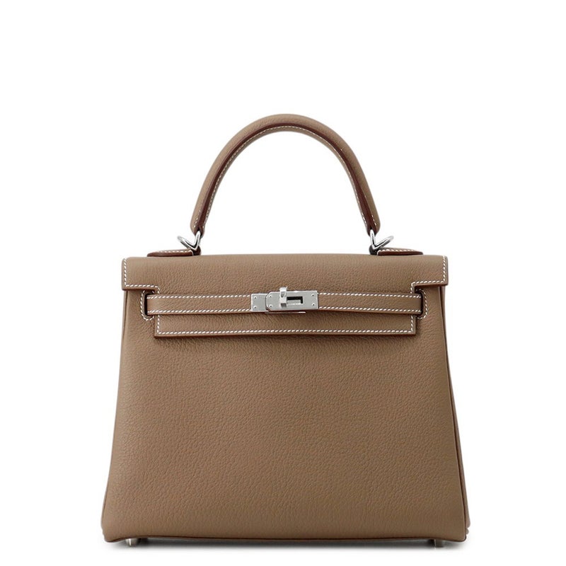 エルメス ハンドバッグ ケリー25 内縫い エトゥープ/シルバー金具 トゴ K刻印 ２wayショルダー