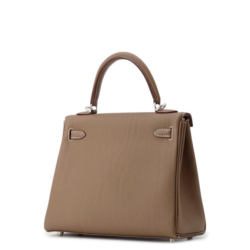 エルメス ハンドバッグ ケリー25 内縫い エトゥープ/シルバー金具 トゴ K刻印 ２wayショルダー