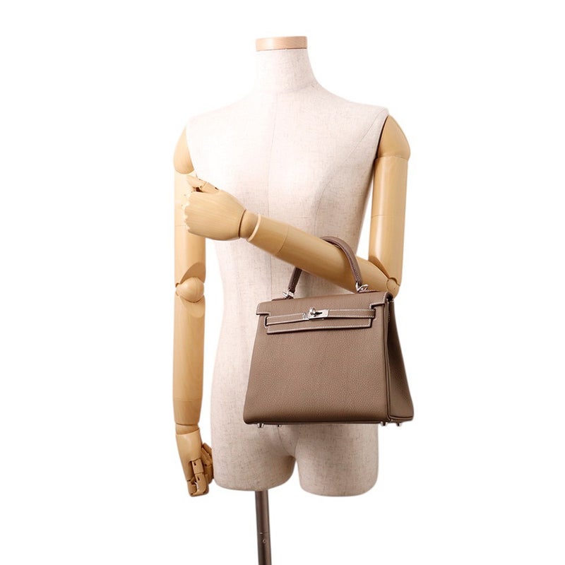 エルメス ハンドバッグ ケリー25 内縫い エトゥープ/シルバー金具 トゴ K刻印 ２wayショルダー