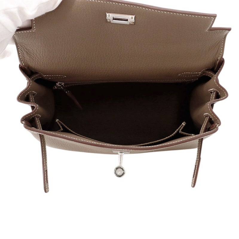 エルメス ハンドバッグ ケリー25 内縫い エトゥープ/シルバー金具 トゴ K刻印 ２wayショルダー