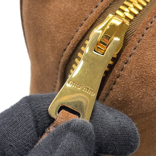 ミュウミュウ ハンドバッグ ボー バッグ ロゴ スエード 5BB117 MIUMIU